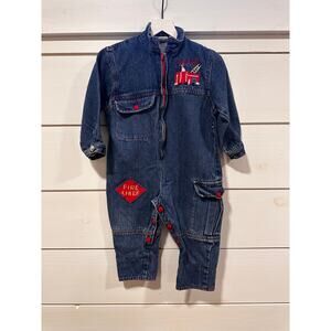 Vintage Little By Little Newborn Jean One Piece Size 18 Months Firetruck